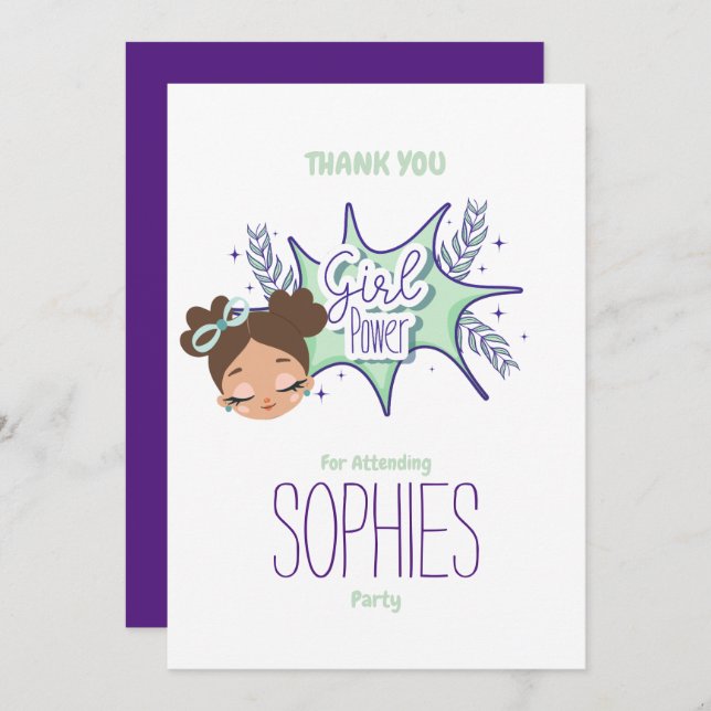 En anpassningsbars flickors lila, tack kort (Fram/baksida)