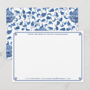 En anteckning från Blue and White Chinoiserie Pe Anteckningskort