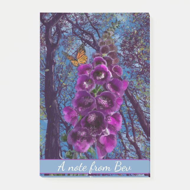 En anteckning från..Butterfly på en foxgkärlek Post-it Block (Framsida)