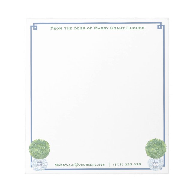 En anteckning från | Chic Blue Greece Nyckel Boxwo Anteckningsblock (Framsida)