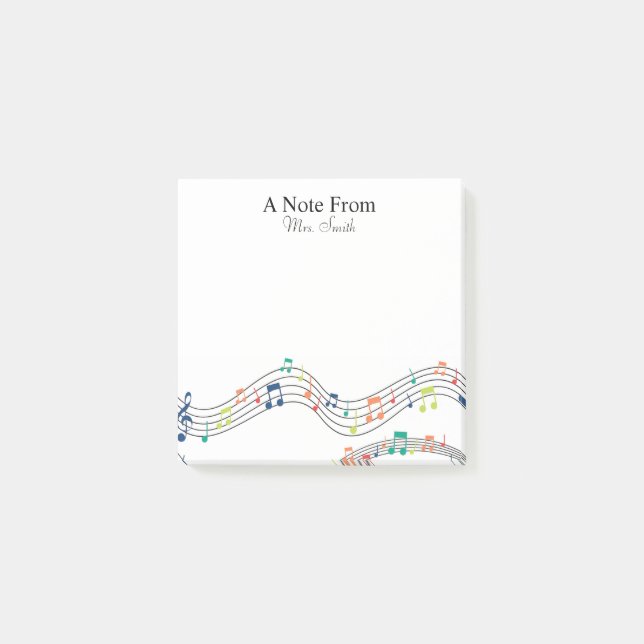 En anteckning från färglös musikanteckning Whimsic Post-it Block (Framsida)