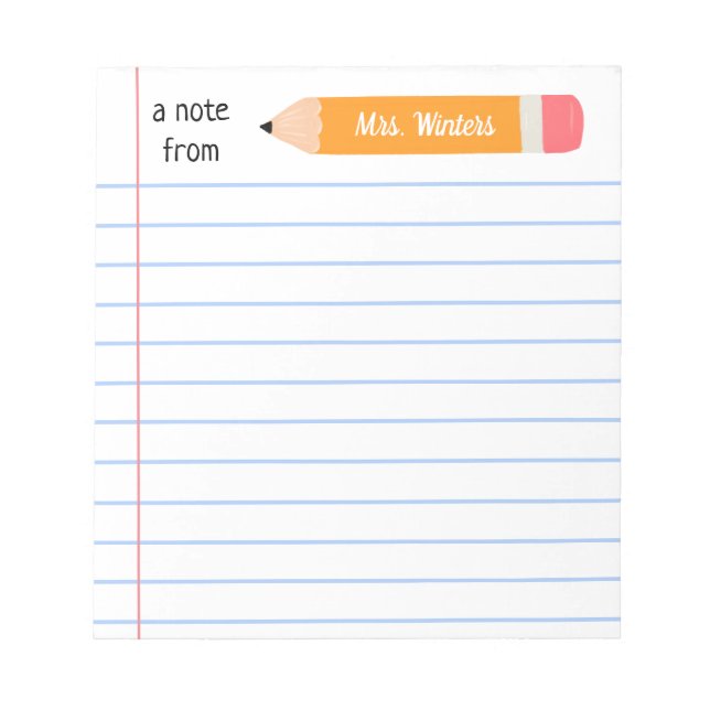 En anteckning från gult penna.. undervisar gåva anteckningsblock (Framsida)