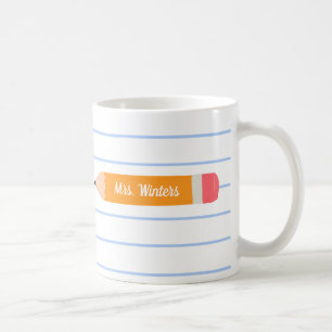 En anteckning från gult penna.. undervisar gåva kaffemugg