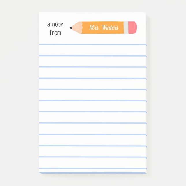 En anteckning från gult penna.. undervisar gåva post-it block (Framsida)