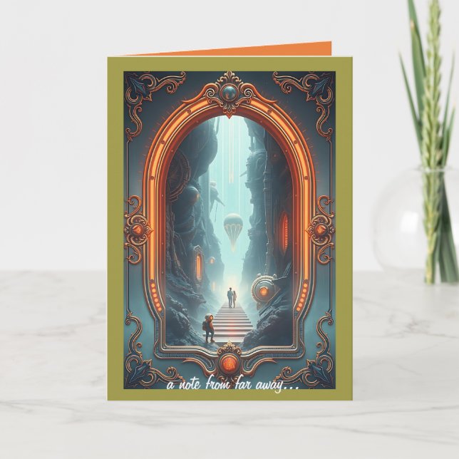 En anteckning från långt bort anteckningskort (Framsida)