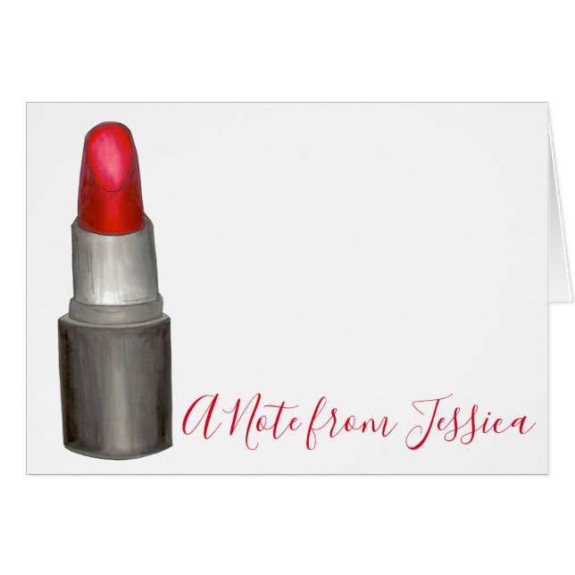 En anteckning från Personlig Red Lipstick Tube Mak Hälsningskort (Framsidan Horizontal)