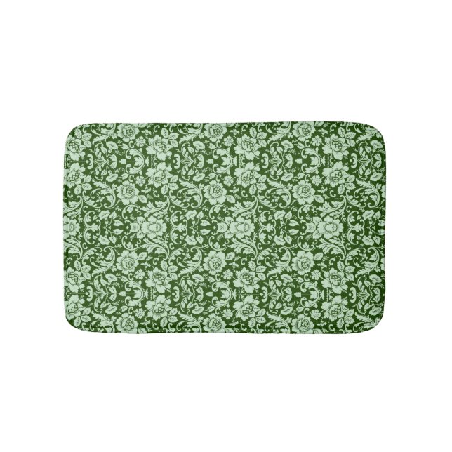 En antik blom- damast badrumsmatta (Framsidan)