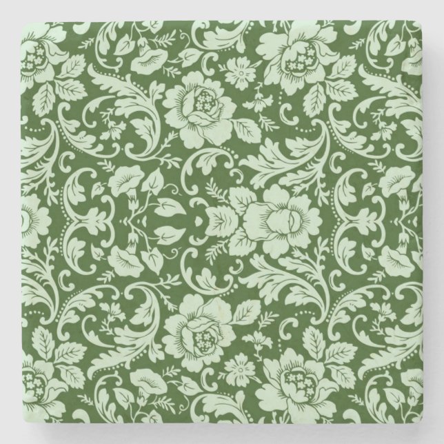 En antik blom- damast stenunderlägg (Framsidan)