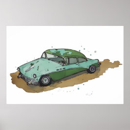 En antik sedan från 1950-talet poster