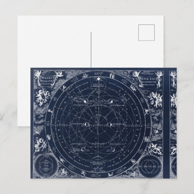 En antikisk illustration av astrologi och astronom vykort (Fram/baksida)