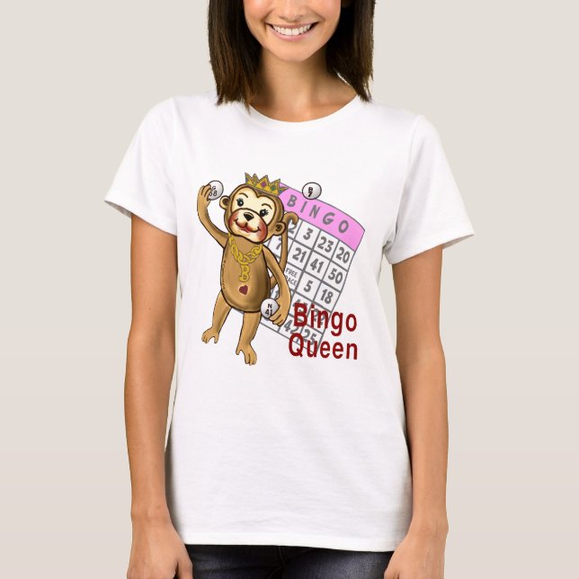 En apa Bingo Drottning T-Shirt (Framsida)