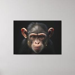 En apans Porträtt-Chimpanes slutande realism Canvastryck