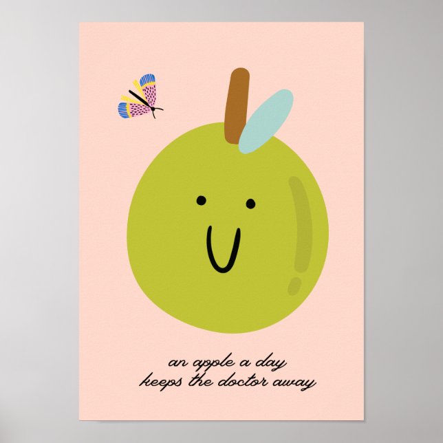 EN APPLE A DAY BEHÅLLAS DOKTOR AWAWAY POSTER (Framsidan)