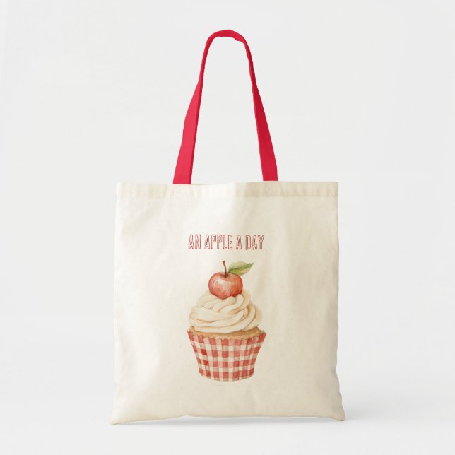En Apple A Day Cupcake Paj Tygkasse (Framsidan)