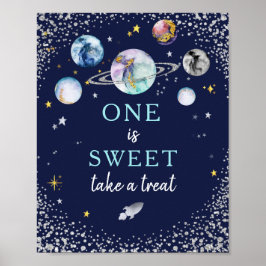 En är Sweet tar en behandling Space Galaxy Birthda Poster