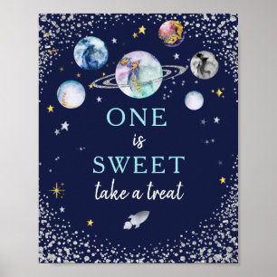 En är Sweet tar en behandling Space Galaxy Birthda Poster
