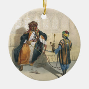 En arabisk Sheikh Röka, illustration från 'Valen Julgransprydnad Keramik