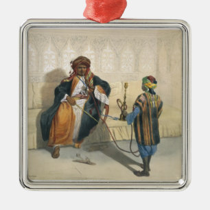 En arabisk Sheikh Röka, illustration från 'Valen Julgransprydnad Metall
