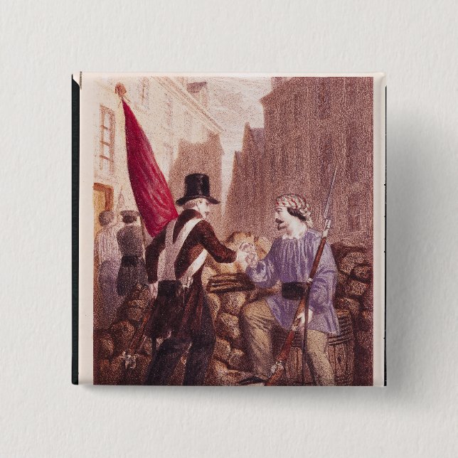 En arbetare som delar hans bröd med en student knapp (Framsida)