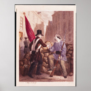 En arbetare som delar hans bröd med en student poster