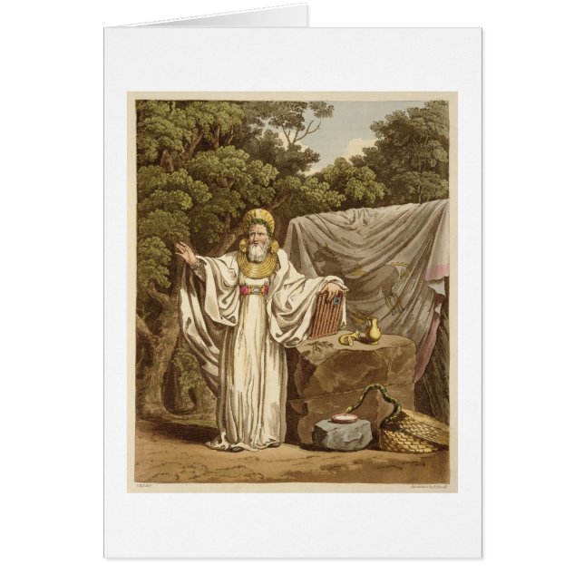 En ärke- Druid i hans juridiska vana som inristas Hälsningskort (Framsidan)