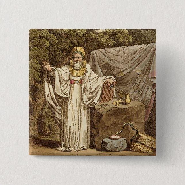 En ärke- Druid i hans juridiska vana som inristas Knapp (Framsida)