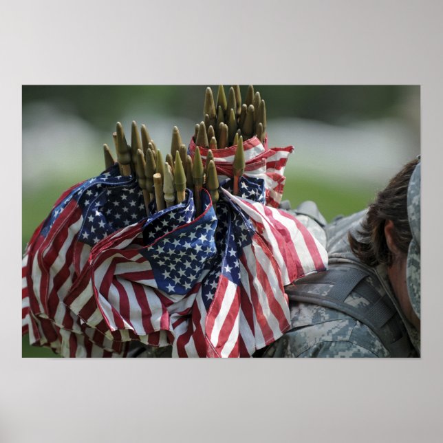 En armésoldats ryggsäck poster (Framsidan)