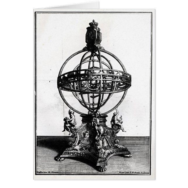 En Armillary Sphere av det Copernican systemet Hälsningskort (Framsidan)