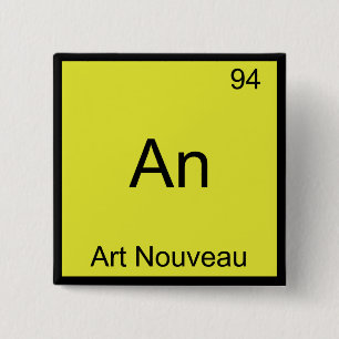 En - Art Nouveau Roligt Kemiskt Element Symbol Knapp