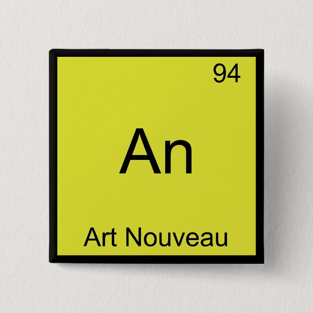 En - Art Nouveau Roligt Kemiskt Element Symbol Knapp (Framsida)