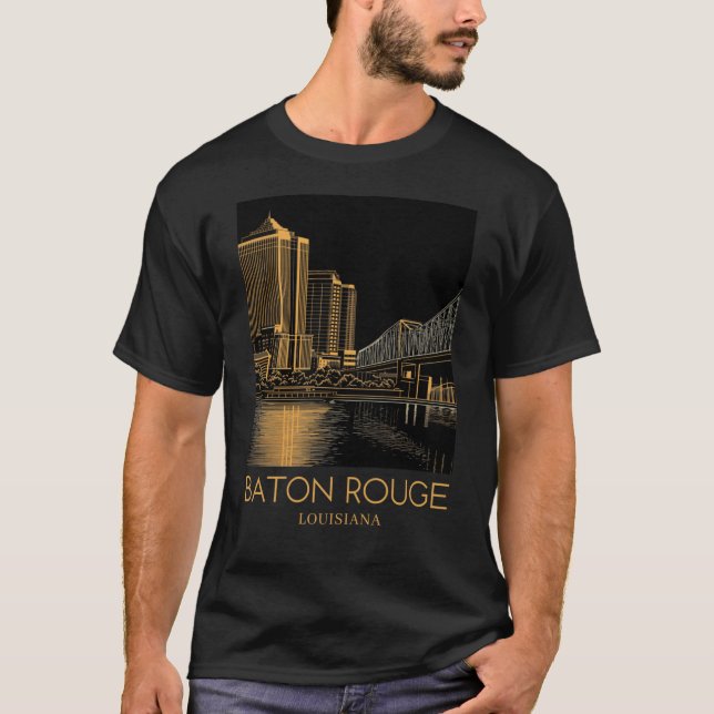 En Art Travel Print of Baton Rouge 3 T Shirt (Framsida)