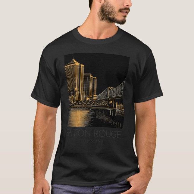 En Art Travel Print of Baton Rouge T Shirt (Framsida)