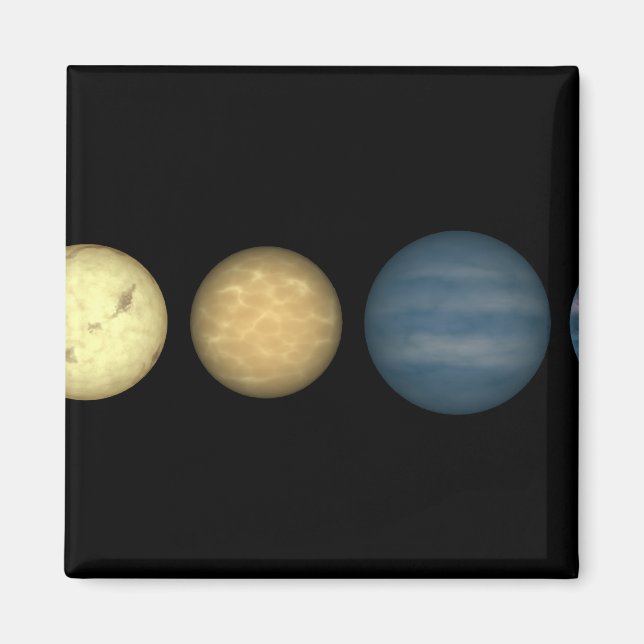 En artists återgivning som jämför bruna dvärgar 2 magnet (Framsidan)