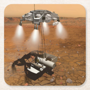 En Ascent Fordon som Lämnar Mars. Underlägg Papper Kvadrat