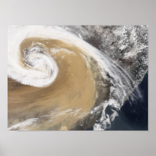 En asiatisk stoftstorm i kor i Stilla havet Poster