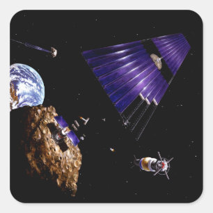 En asteroid-uppdrag fyrkantigt klistermärke