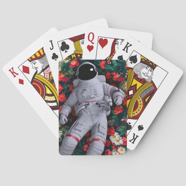 En astronaut i blommorna casinokort (Baksidan)
