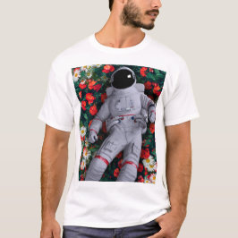 En astronaut i blommorna t shirt