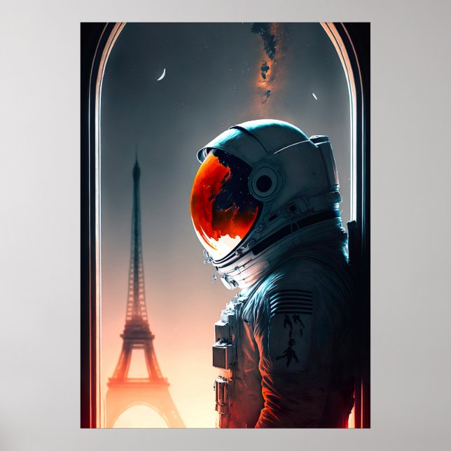 En astronaut i Paris Poster (Framsidan)