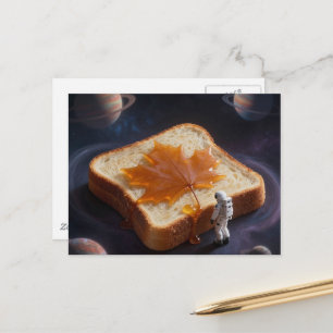 En astronaut med ett frukostbröd med lönnsirap vykort