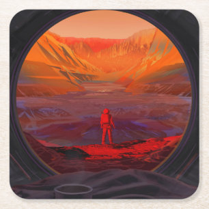 En astronaut på Mars Underlägg Papper Kvadrat