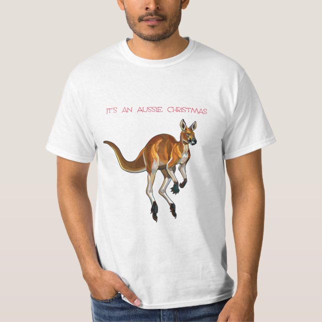 En Aussie-jul med en Red Kangaroo T Shirt (Framsida)