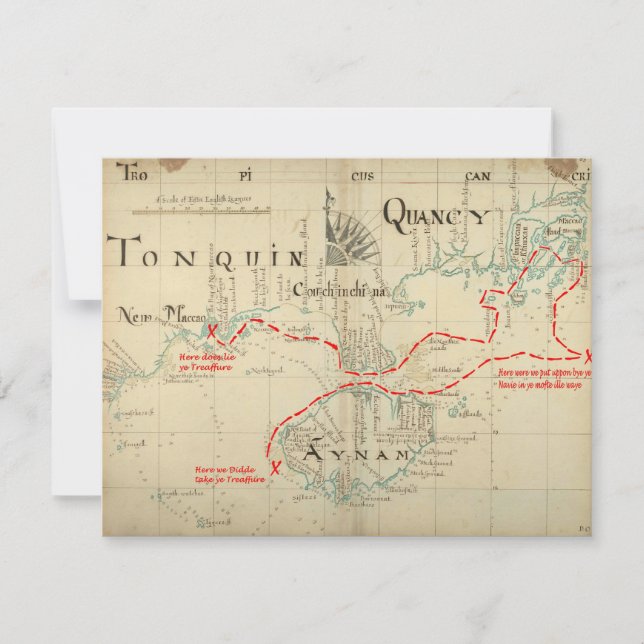 En autentisk 1690 Pirat Karta (med varubeskrivning Inbjudningar (Framsida)