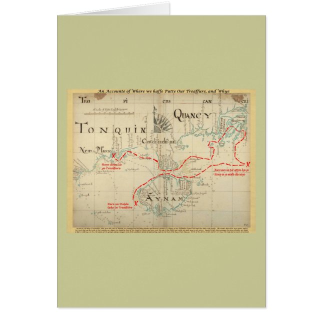 En autentisk karta för 1690 pirat (med hälsningskort (Framsidan)