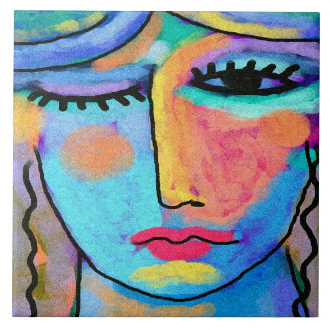 En av dessa dagar Abstrakt Digital Painting Kakelplatta (Framsidan)