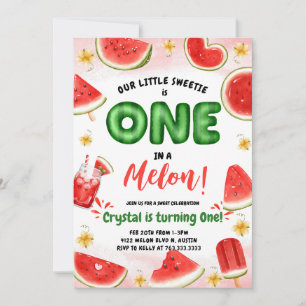 En av en Melon 1:a födelsedagsinbjudan Inbjudningar