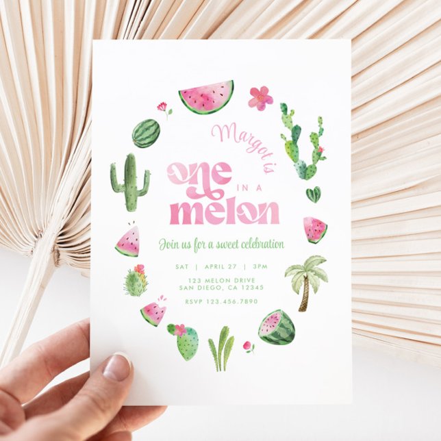 En av en Melon 1:a födelsedagsinbjudan Inbjudningar (One in a Melon Birthday Invitation)