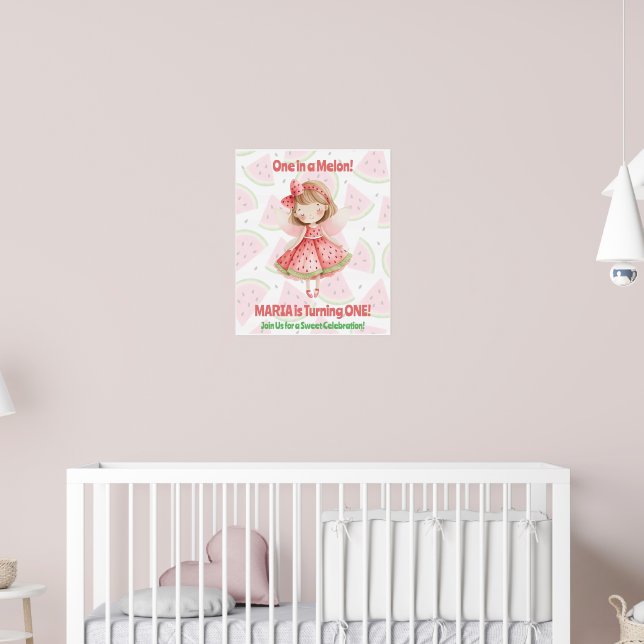 En av en Melon Födelsedagsaffisch | Vattenmelonälv Poster (Barnkammare 2)