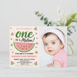 En av en Melon Första födelsedag-inbjudan Inbjudningar