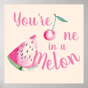 "En av en melon" Uppmuntrande akvarell Poster